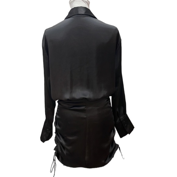 Zara Satin Shirt Mini Dress Black Blogger’s Favorite - Picture 16 of 16